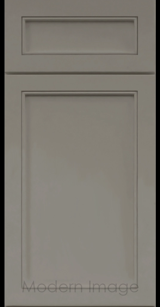 Alpine Slim Cabinet Door a narrow Stile & Rail Surrounding a flat center panel in a Slate Custom Paint